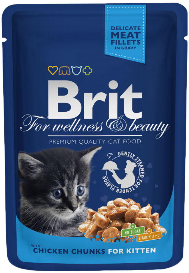Корм для котят Brit Premium Кусочки с курицей 100г
