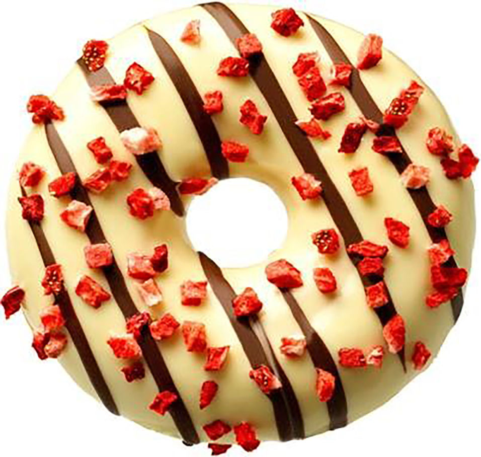 Донат Donut Worry Be Happy с клубничной начинкой и шоколадом 73г
