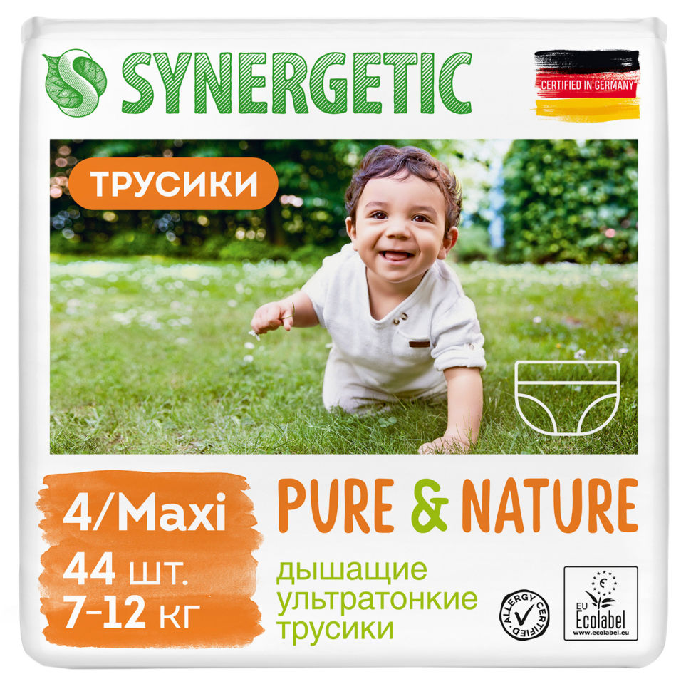 Подгузники-трусики Synergetic Pure&Nature размер 4 Maxi 44шт