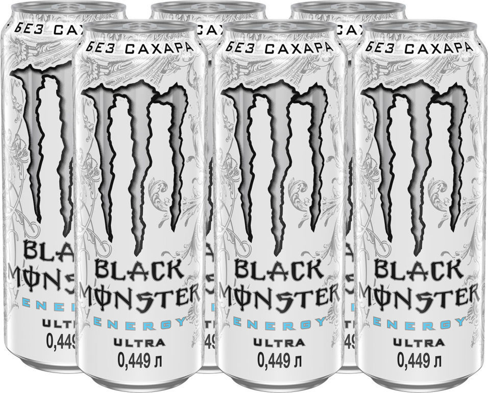 Напиток тонизирующий Black Monster Energy Ultra 449мл (упаковка 6 шт.)