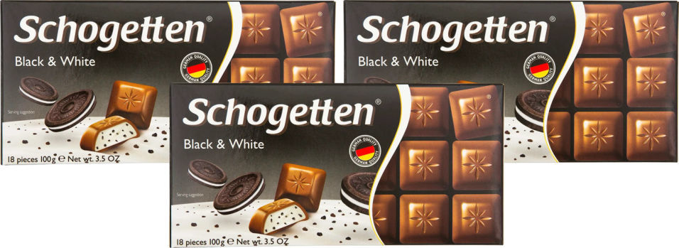Шоколад Schogetten Black & White Молочный с кусочками печенья 100г (упаковка 3 шт.)