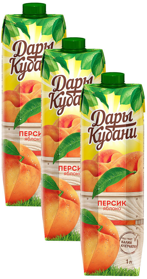 Нектар Дары Кубани Персик-яблоко 1л (упаковка 3 шт.)