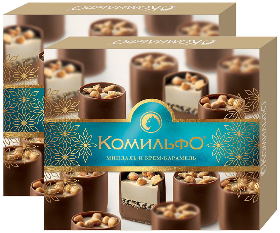Конфеты Комильфо шоколадные Миндаль и крем-карамель 232г (упаковка 2 шт.)