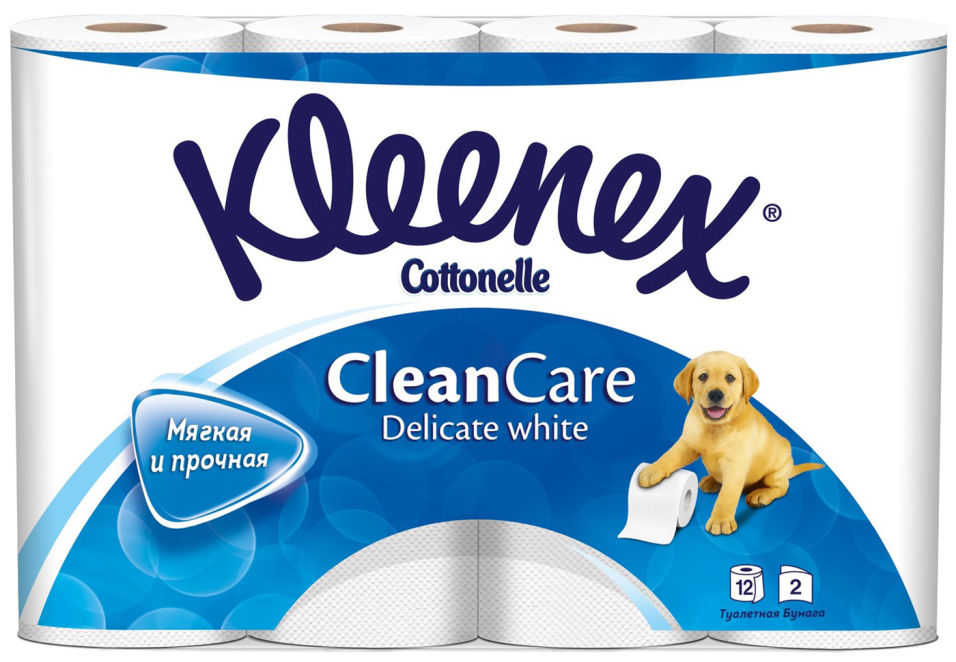 Туалетная бумага Kleenex Clean Care Delicate white 12 рулонов 2 слоя