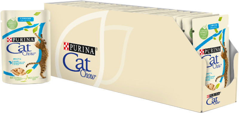 Корм для кошек Cat Chow с лососем и зеленой фасолью в желе 85г (упаковка 24 шт.)
