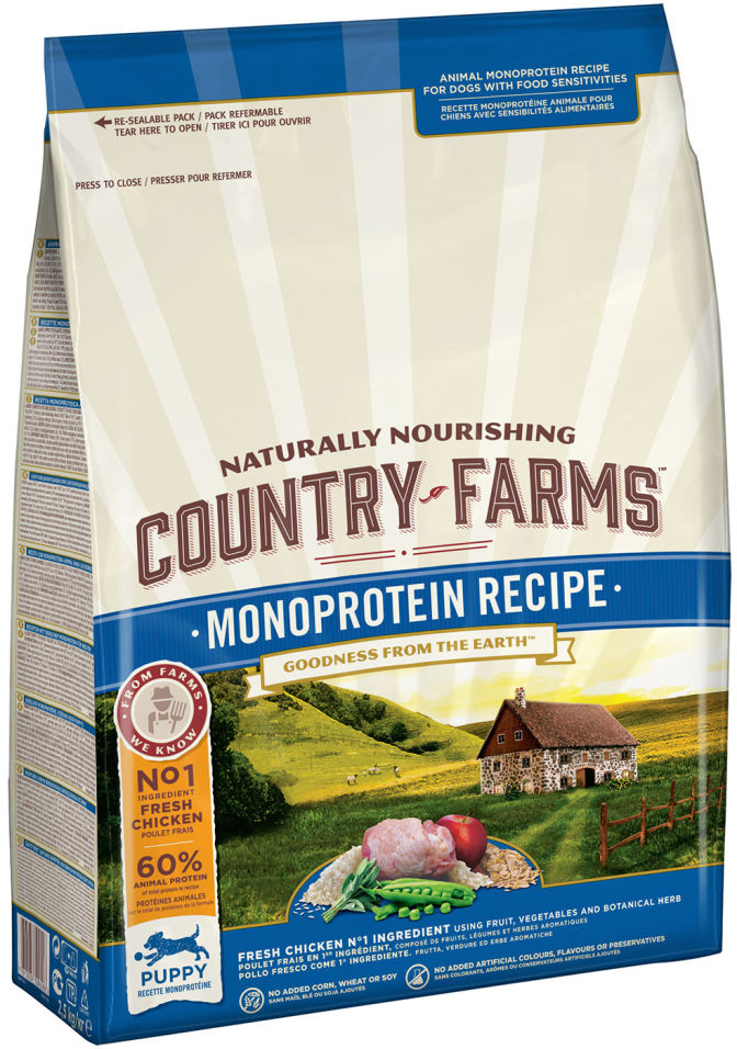 Сухой корм для щенков Country Farms Monoprotein Recipe с курицей 2.5кг