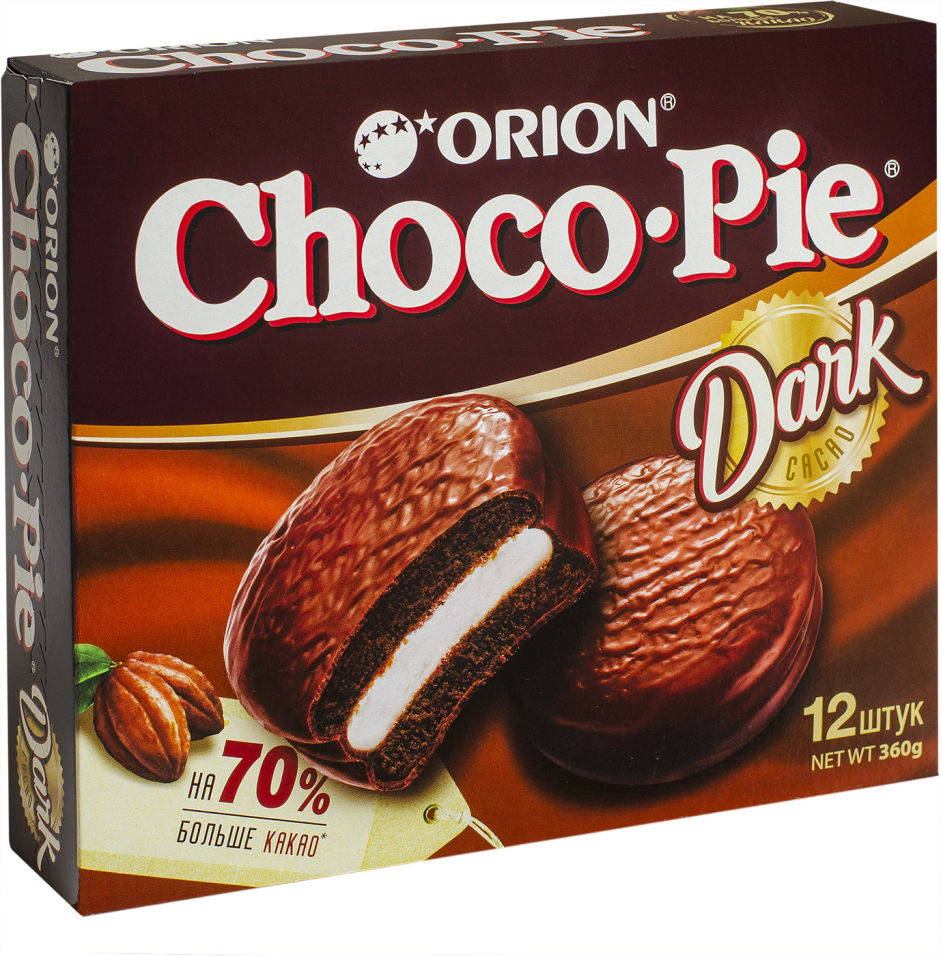 Пирожное Orion Choco Pie Dark в глазури 12шт*30г