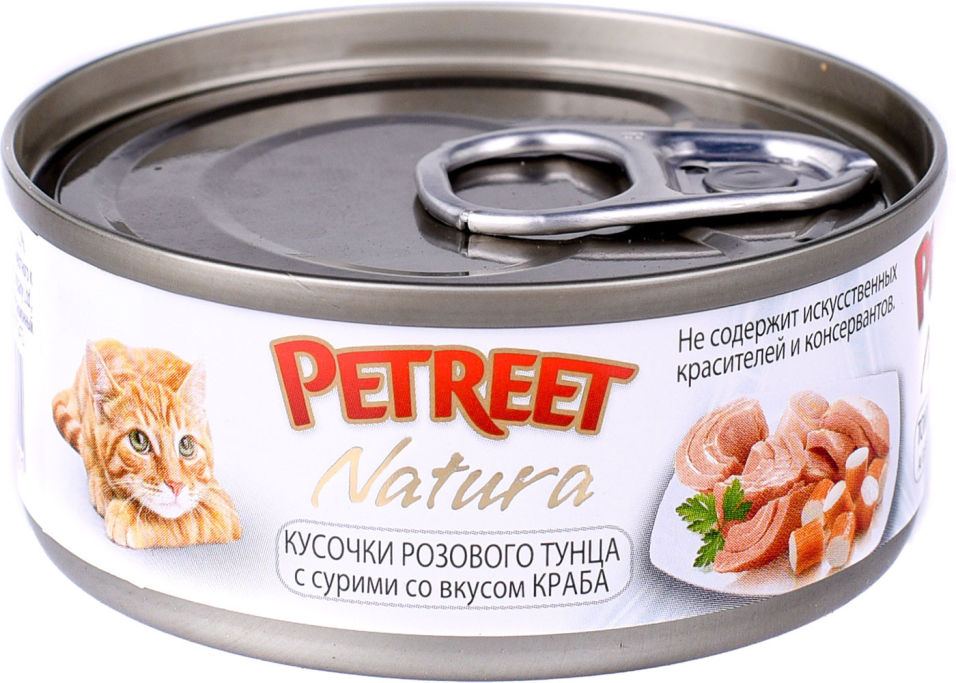 Корм для кошек Petreet Кусочки розового тунца с крабом сурими 70г (упаковка 12 шт.)