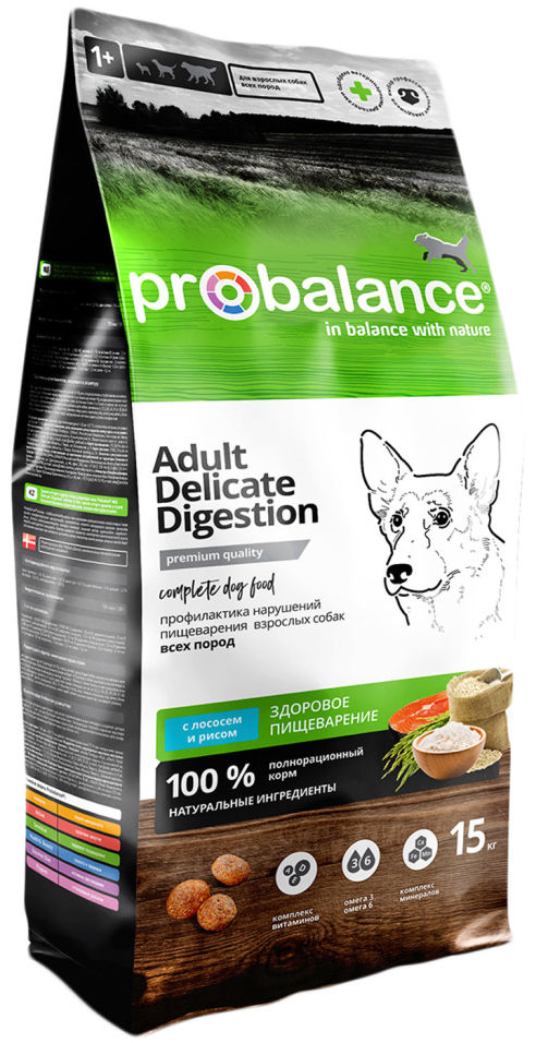 Сухой корм для собак Probalance Adult Delicate Digestion с лососем и рисом 15кг