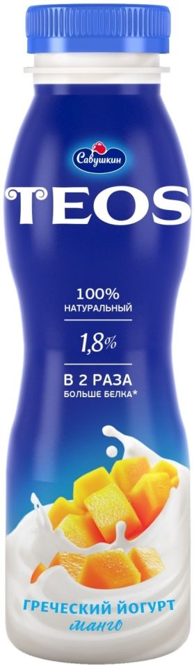 Йогурт питьевой Teos Греческий Манго 1.8% 300г