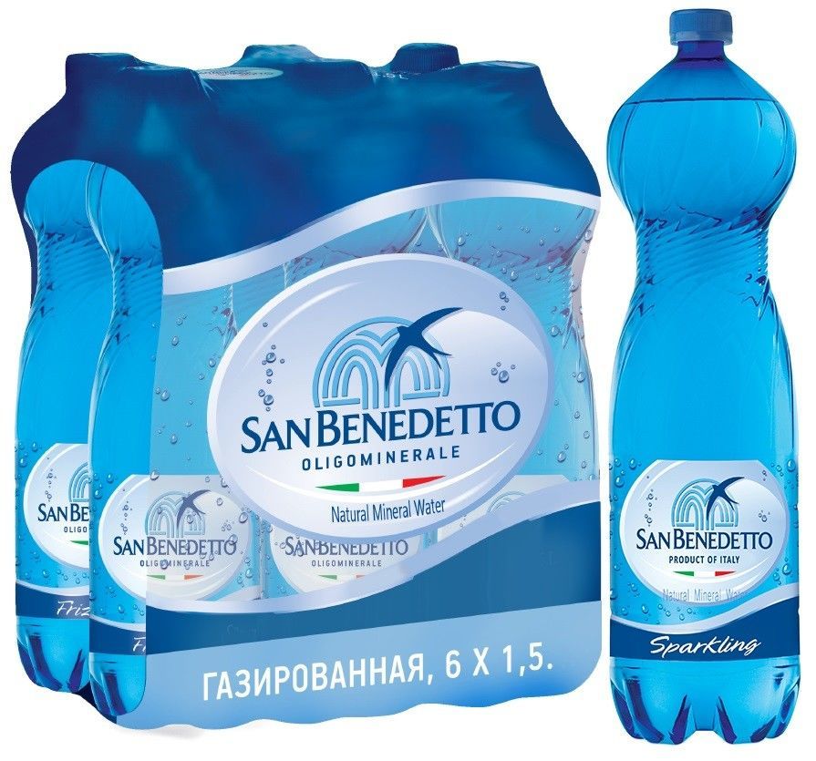 Вода San Benedetto минеральная газированная 1.5л (упаковка 6 шт.)