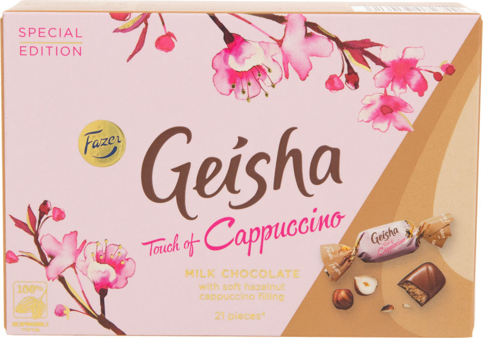 Конфеты Fazer Geisha из тертого ореха и вкусом капучино 150г