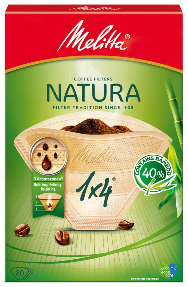 Фильтр-пакеты Melitta Natura для заваривания кофе 1*4 80шт