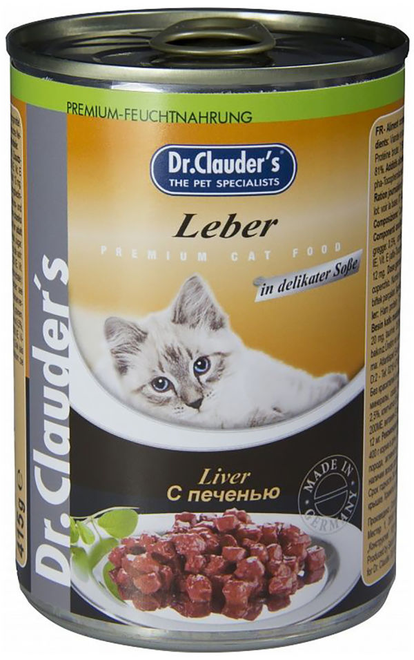 Влажный корм для кошек Dr.Clauders с печенью 415г (упаковка 12 шт.)