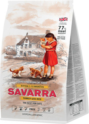 Сухой корм для котят Savarra Kitten Индейка рис 2кг