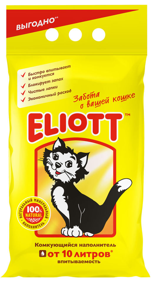 Наполнитель для кошачьего туалета Eliott комкующийся 5кг Наполнитель для кошачьего туалета Eliott комкующийся 5кг