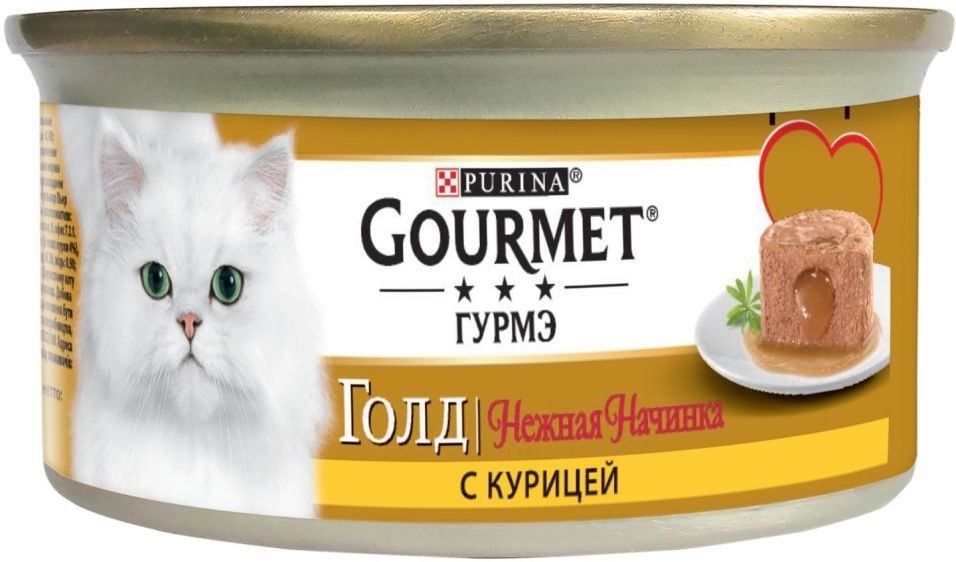 Корм для кошек Gourmet Gold Нежная начинка с курицей 85г Корм для кошек Gourmet Gold Нежная начинка с курицей 85г