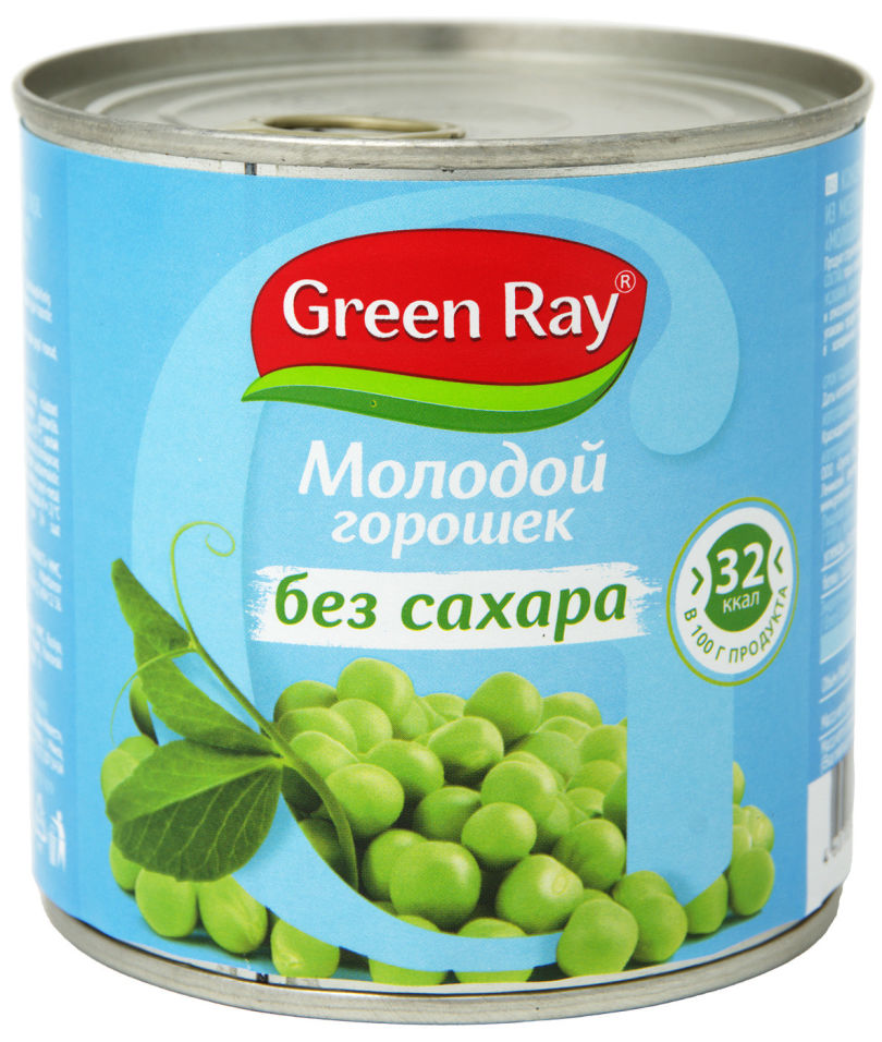 Горошек Green Ray Молодой без сахара 425мл Горошек Green Ray Молодой без сахара 425мл