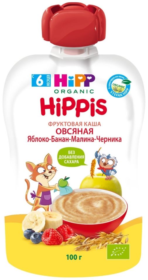 Пюре HiPP Овсяная каша с фруктами 100гр (упаковка 3 шт.)