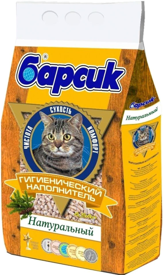 Наполнитель для кошачьего туалета Барсик Кукурузный впитывающий 4.54л Наполнитель для кошачьего туалета Барсик Кукурузный впитывающий 4.54л