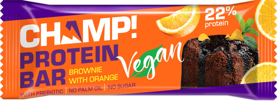 Батончик Champ протеиновый брауни с апельсином 45г