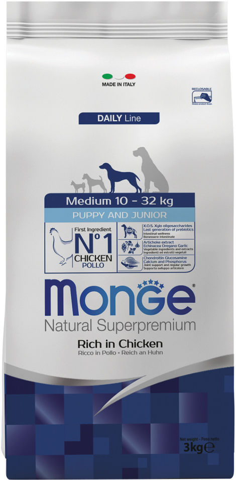 Корм для щенков Monge Dog Medium для средних пород 3кг Корм для щенков Monge Dog Medium для средних пород 3кг