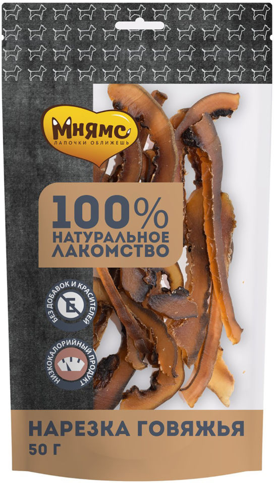 Лакомство для собак Мнямс нарезка говяжья 50г Лакомство для собак Мнямс нарезка говяжья 50г