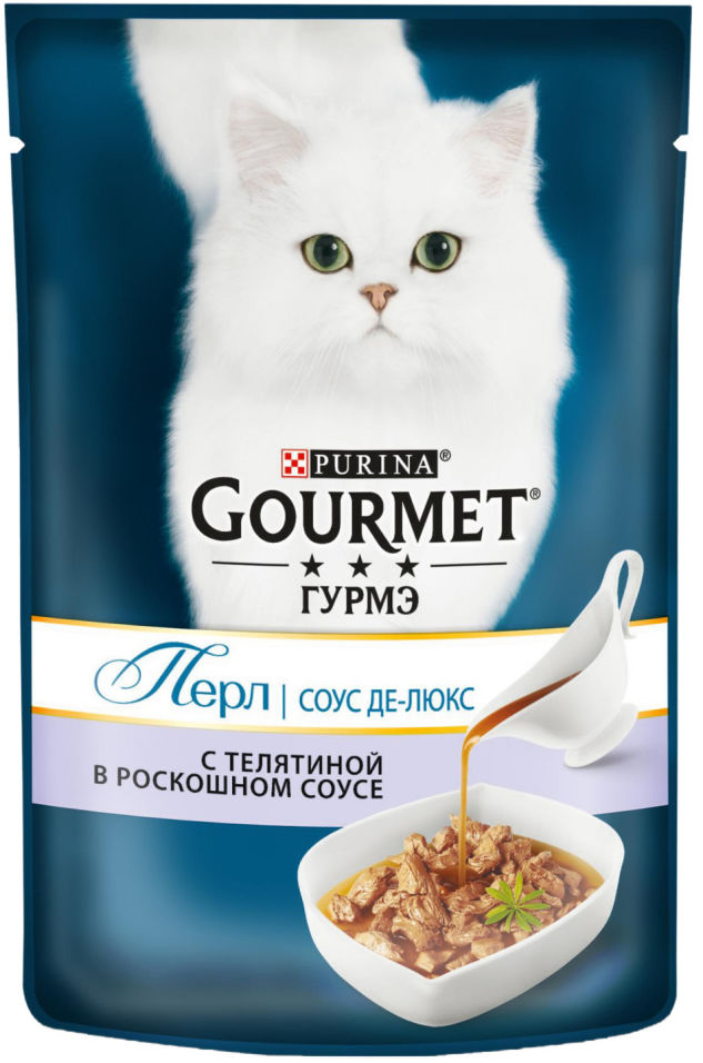 Корм для кошек Gourmet Perle соус делюкс с телятиной 85г Корм для кошек Gourmet Perle соус делюкс с телятиной 85г