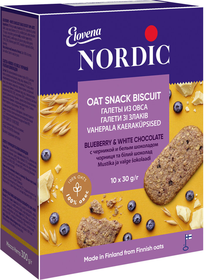 Галеты Nordic из овса с черникой и белым шоколадом 300г