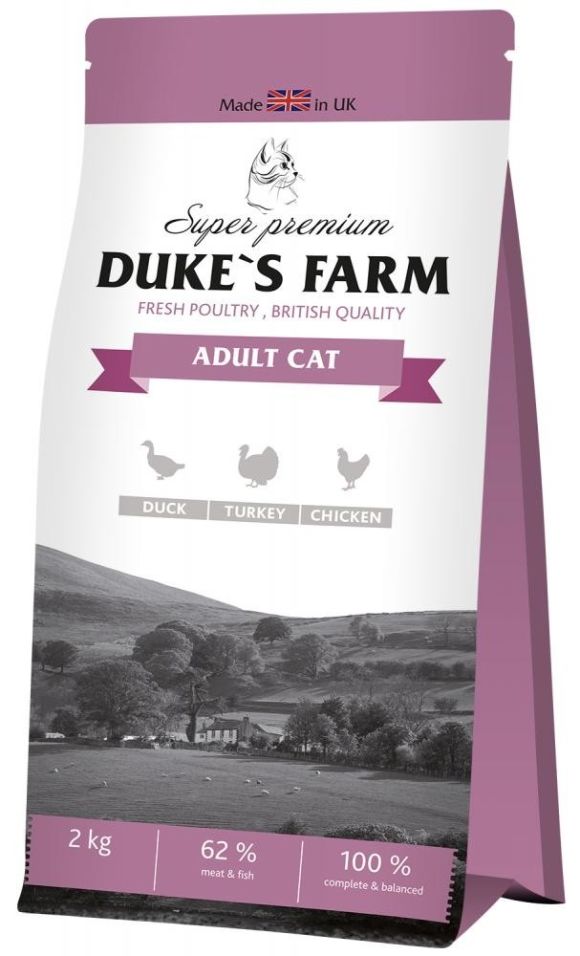 Сухой корм для кошек Dukes Farm Утка курица индейка 2кг
