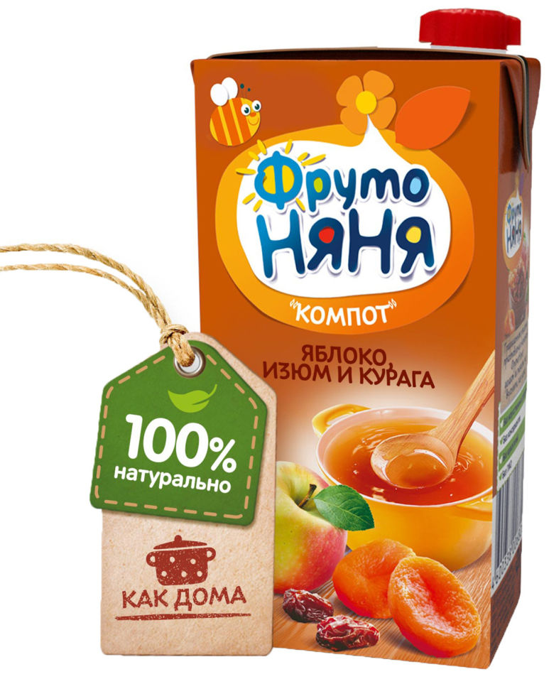 Компот ФрутоНяня из яблок изюма и кураги с 3 лет 500мл