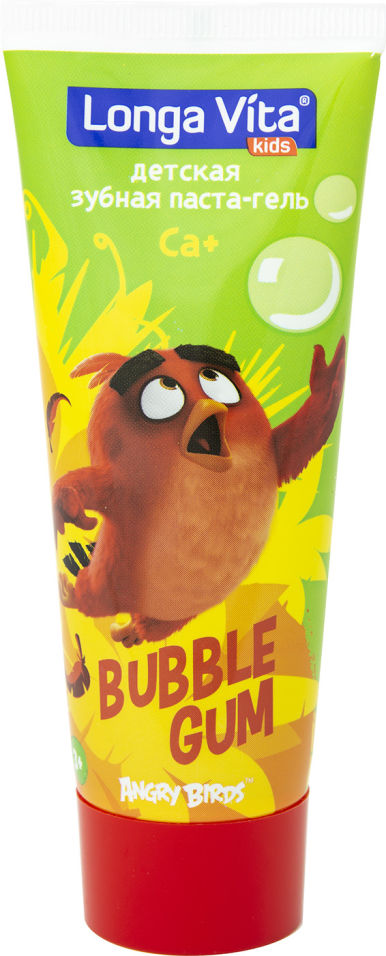 Зубная паста Longa Vita Ang Birds Bubble gum детская 3+ 75г