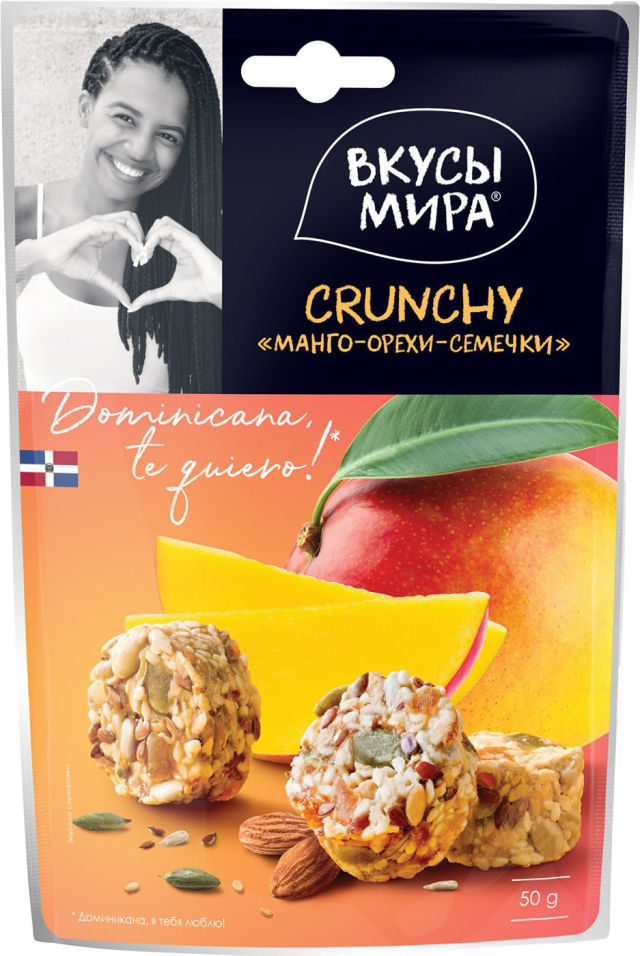 Снеки Вкусы Мира Crunchy Манго-Орехи-Семечки 50г