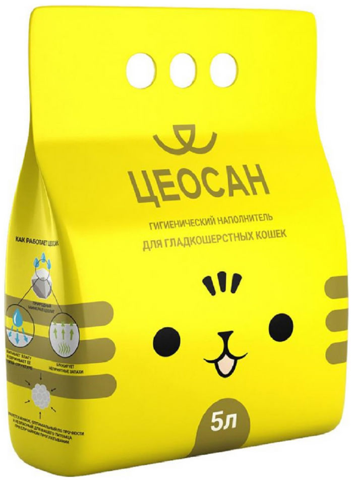 Наполнитель для кошачьего туалета Цеосан для гладкошерстных кошек 5л