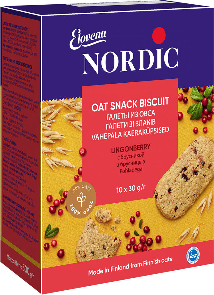 Галеты Nordic из овса с брусникой 300г