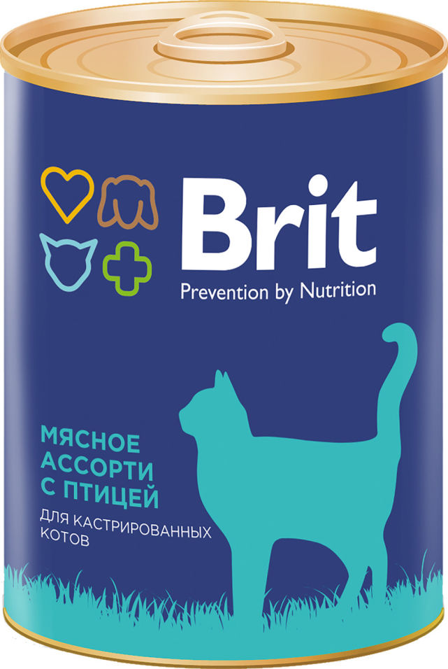 Корм для кошек Brit Мясное ассорти с птицей для кастрированных 340г Корм для кошек Brit Мясное ассорти с птицей для кастрированных 340г