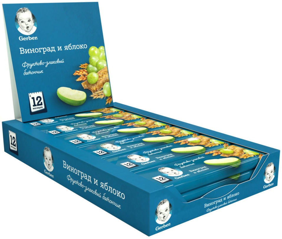 Батончик злаковый Gerber Doremi Яблоко и виноград 25г (упаковка 6 шт.)