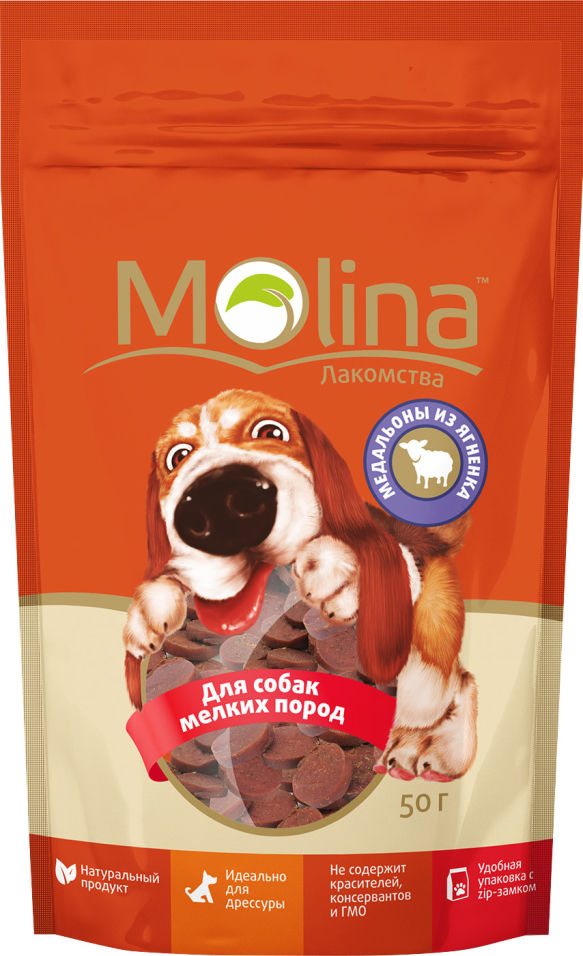 Лакомство для собак Molina Медальоны из ягненка 50г Лакомство для собак Molina Медальоны из ягненка 50г