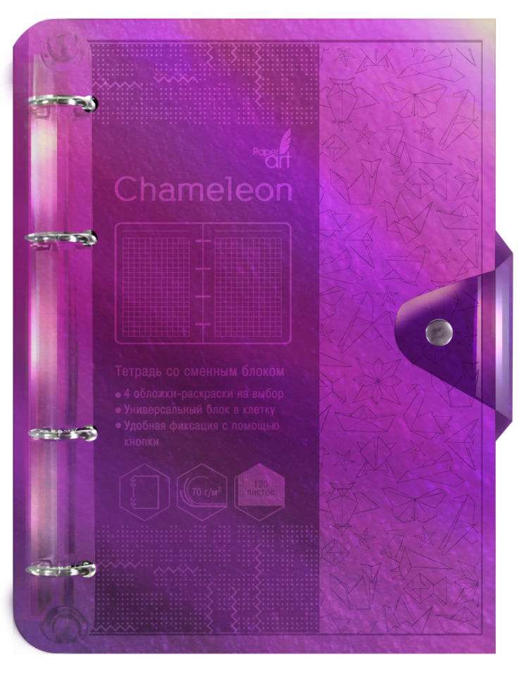 Тетрадь на кольцах Paper Art Chameleon A5 120л в ассортименте