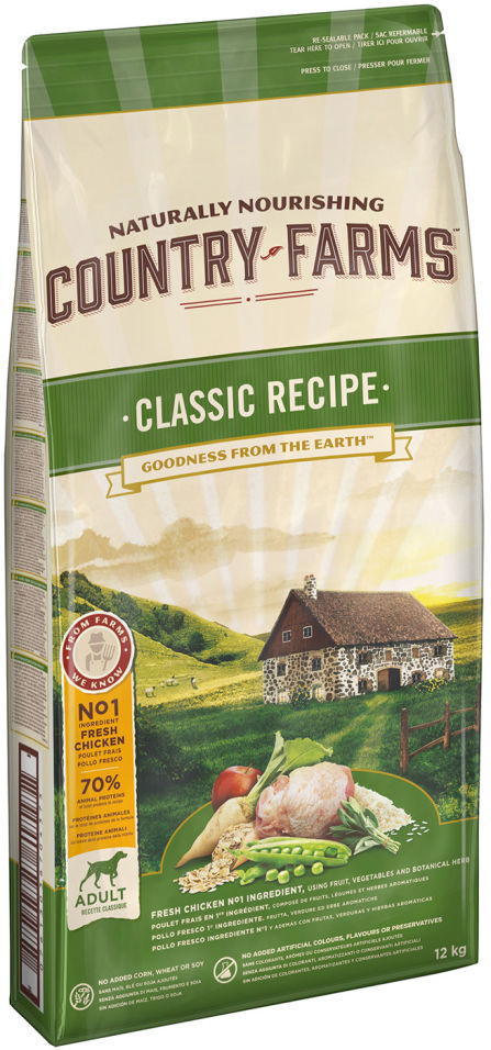 Сухой корм для собак Country Farms Classic Recipe с курицей 12кг Сухой корм для собак Country Farms Classic Recipe с курицей 12кг