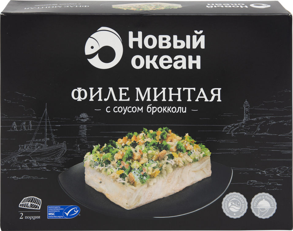 Филе минтая Новый океан с соусом брокколи 365г