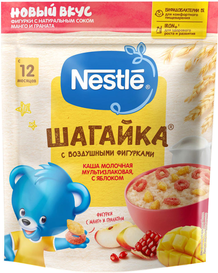 Каша Шагайка Молочная мультизлаковая с Яблоком Гранатом и Манго 190г