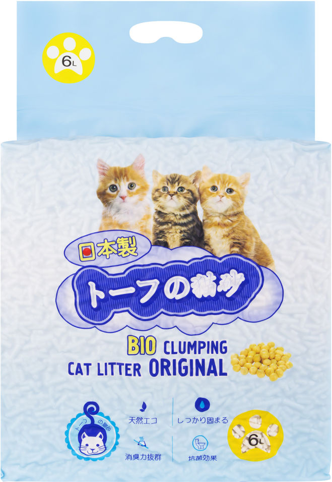 Наполнитель для туалета Hakase Arekkusu Тофу комкующийся 6л