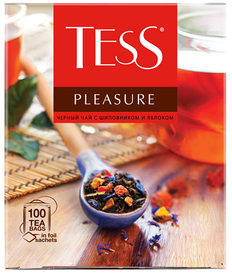 Чай черный Tess Pleasure с шиповником и яблоком 100 пак