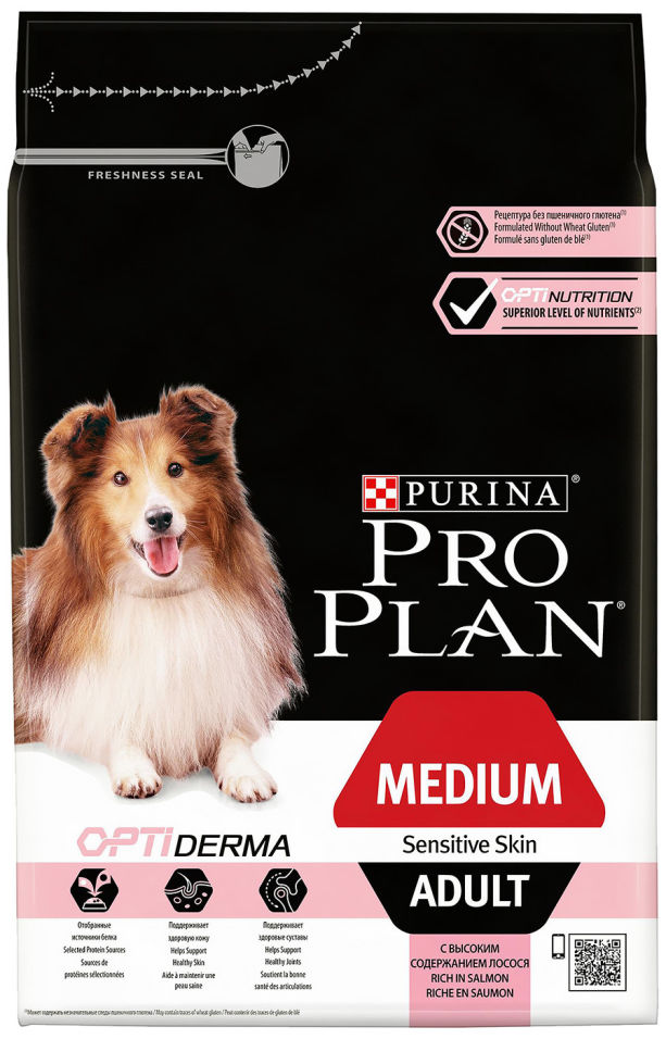 Сухой корм для собак Pro Plan Optiderma Medium Adult Sensitive с лососем и рисом 3кг Сухой корм для собак Pro Plan Optiderma Medium Adult Sensitive с лососем и рисом 3кг