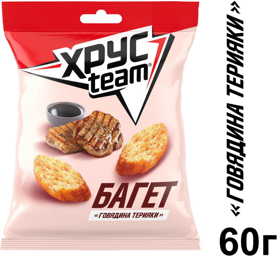 Сухарики Хрусteam Багет Говядина терияки 60г