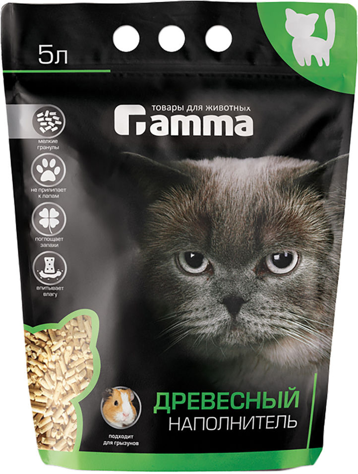 Наполнитель для кошачьего туалета Gamma древесный 5л Наполнитель для кошачьего туалета Gamma древесный 5л
