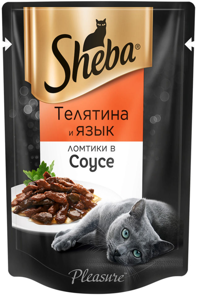 Влажный корм для кошек Sheba Ломтики в соусе с телятиной и языком 85г