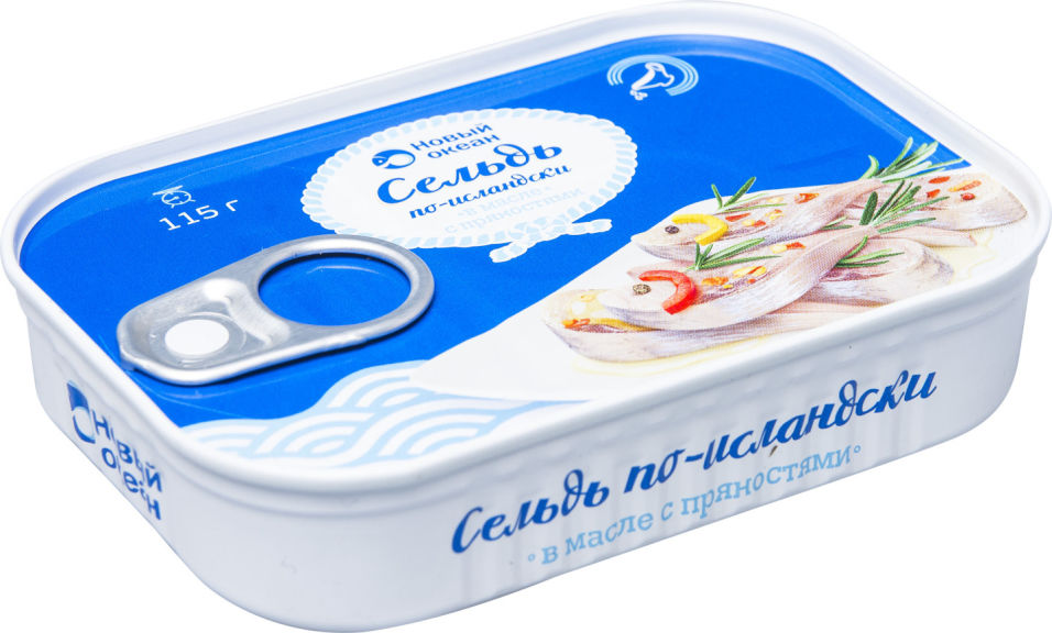 Сельдь Новый Океан По-Исландски филе-кусочки в масле с пряностями 115г