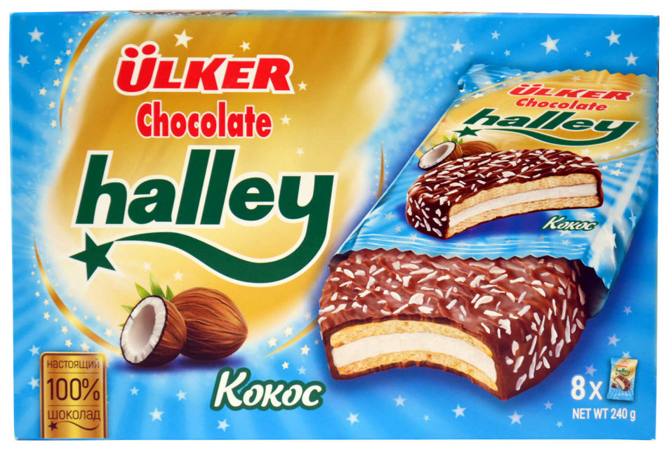 Сэндвич-печенье Ulker Halley с маршмэллоу и кокосовой стружкой 240г